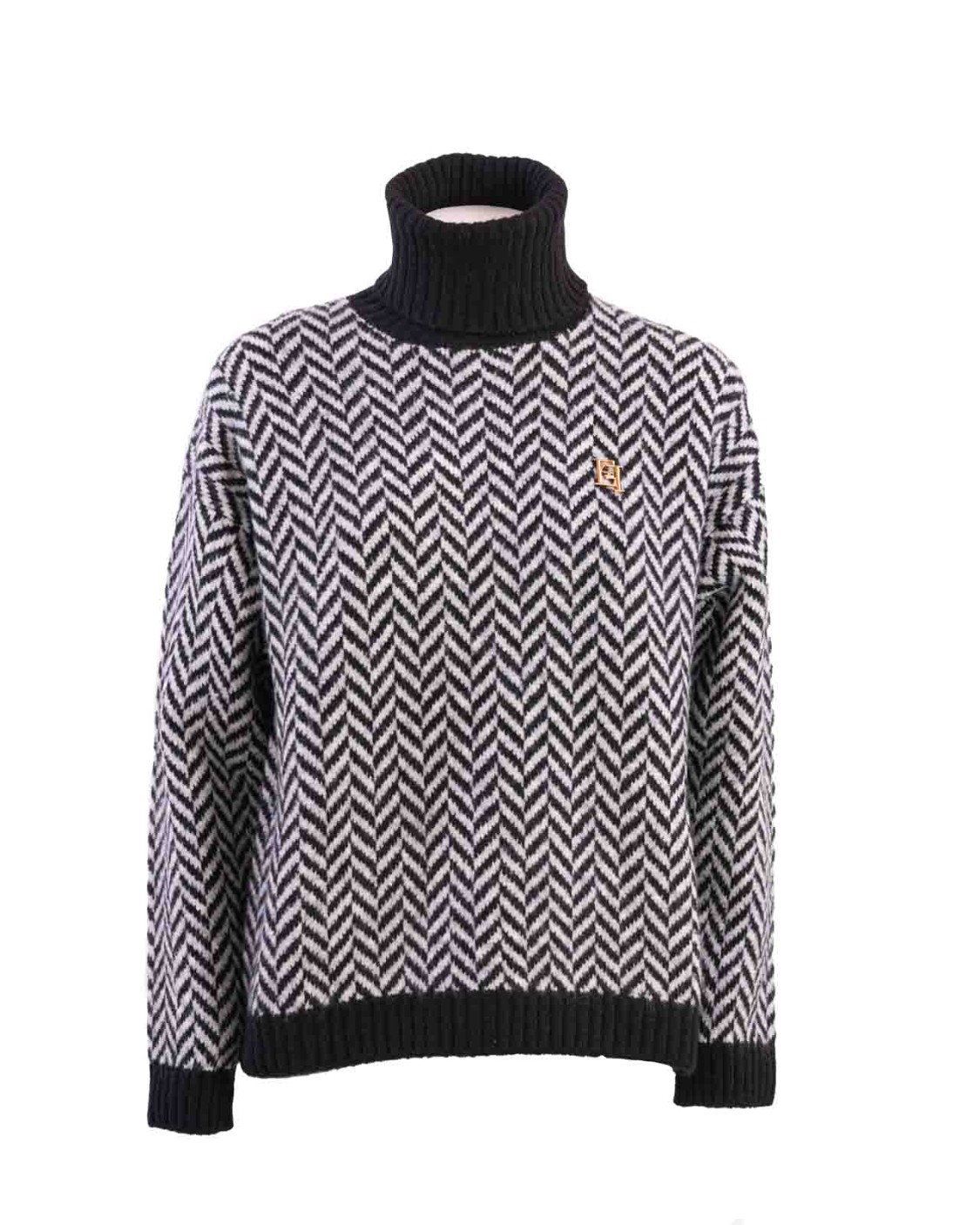 shop ELISABETTA FRANCHI Saldi Pull: Elisabetta Franchi dolcevita in maglia chevron.
Dolcevita in maglia effetto peluche con grafica chevron. 
È caratterizzato da spalle scese con maniche lunghe voluminose, bordi in contrasto colore e placca logo in metallo dorato.
Composizione: 50% Acrilico 29% Poliammide 19% Lana 02% Elastane.
Fabbricato in Italia.. MK77T37E2-BS2NERO/GRIGIOPERLA number 5643235